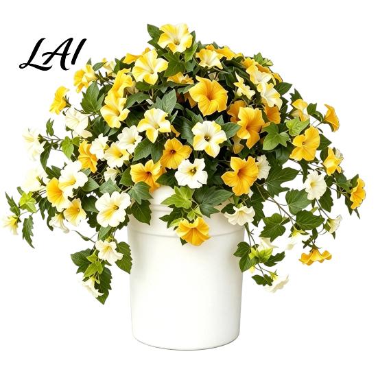 Maintenance Free Floral Arrangements Artificial Petunia Flowers for Outdoors Fake Outdoor Planters UV Resistant Petunias Weatherproof Flower
