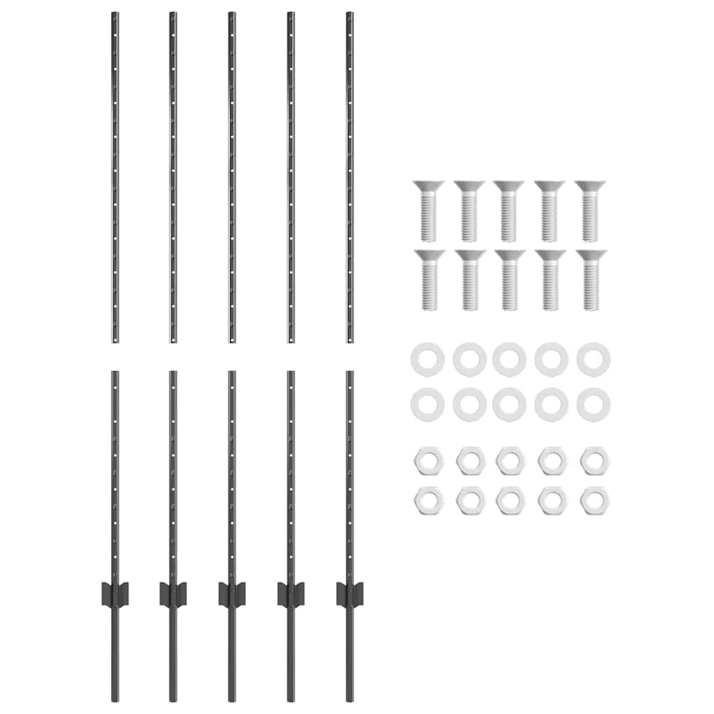 Embedded Fence Post 5 pcs Gray 180 cm