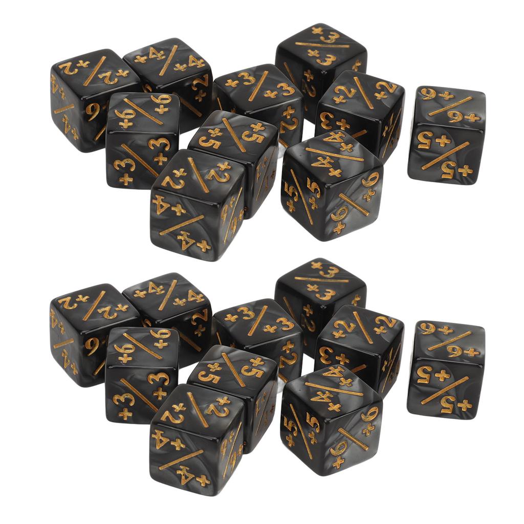 20 PCS 6 Sided Number Dice Set Black Lightweight Impact Resistance 16mm Number Dice for Table Games