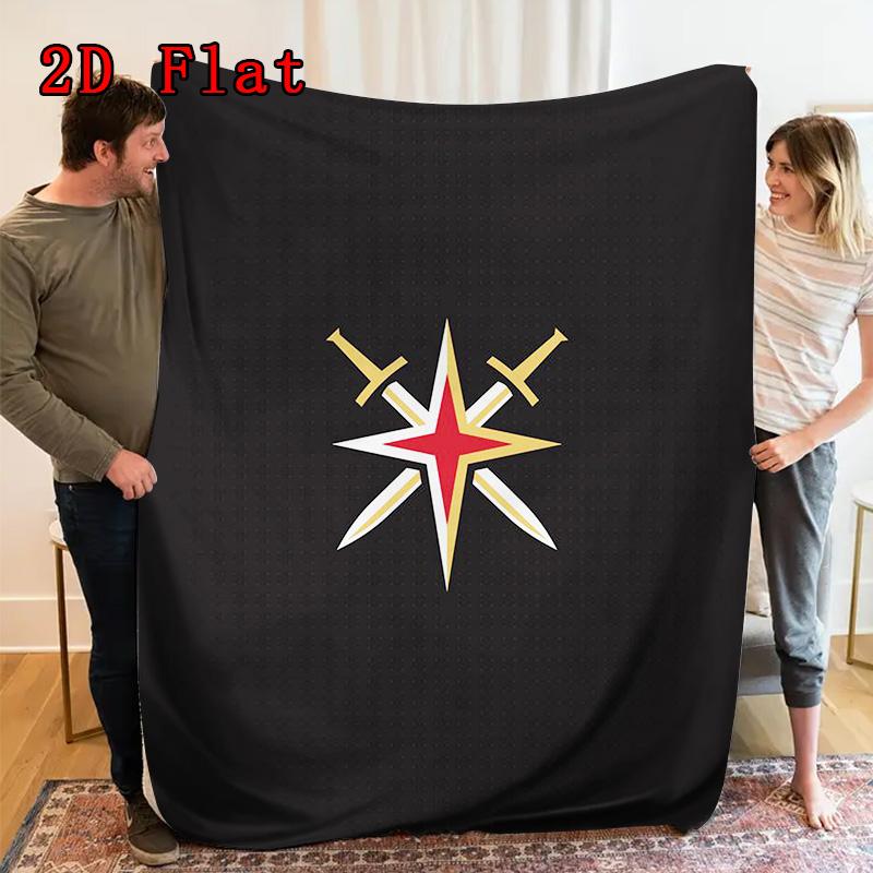 Vegas Golden Knights 2D Flat Pattern Flannel Blanket High quality All Seasons Warmth and Comfort Perfect for Christmas Gifts.