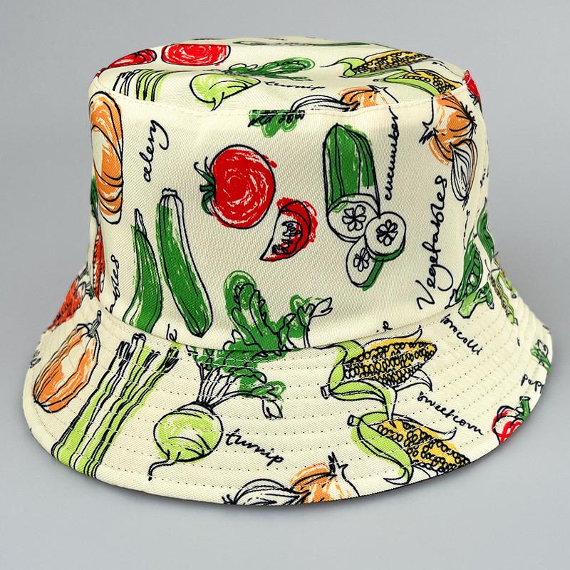 Fruit Patterned Tropical Colorful Basin Hat Reversible Wear Outdoor Protect Sun