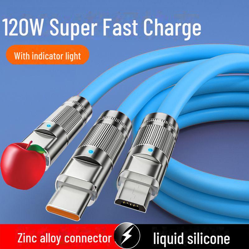 JIKE 120 Вт 3-в-1 сверхбыстрый зарядный кабель для устройств Apple, Huawei, Type-C, Android