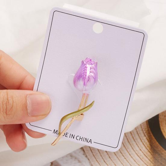 Изысканная брошь для романтической вечеринки, эмаль, розовый цветок тюльпана, брошь, аксессуары для костюмов