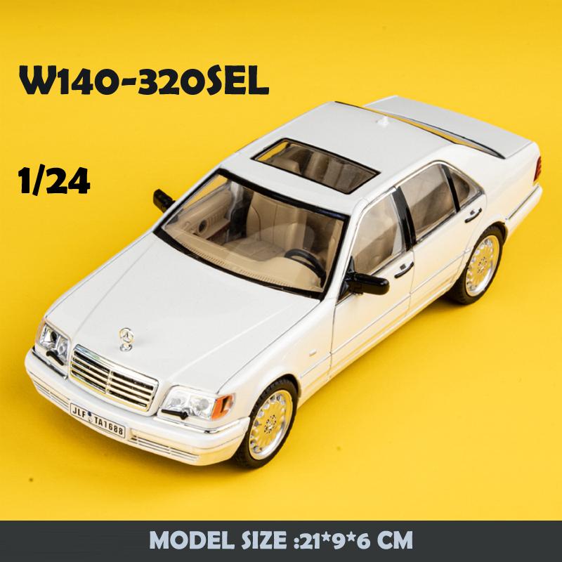 2024 New Simulation 1/24 Scale Benzs W140 320SEL Vintage Car Model With Sound Light Chidlren Diecast Alloy Toy Vehicle Collective Voiture