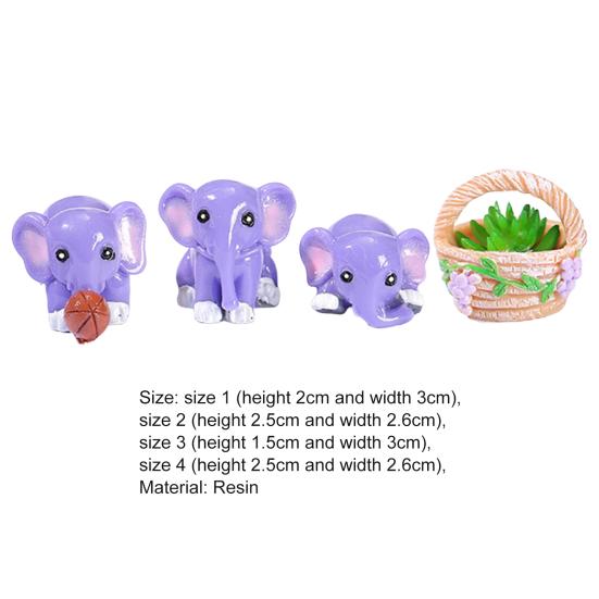 4 шт. с корзиной для растений, миниатюрный небьющийся слон, очаровательный сказочный садовый орнамент