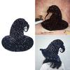 Halloween Witch Hat with Sequins Party Wizard Hat Sparkling Pointed Witch Cap Adult Unisex Cosplay Costume Headpiece