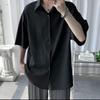 Мужская летняя тонкая рубашка с коротким рукавом из ледяного шелка, простая, однотонная, черная и серая, большого размера, повседневная, с коротким рукавом, дерзкая, красивая, белая рубашка
