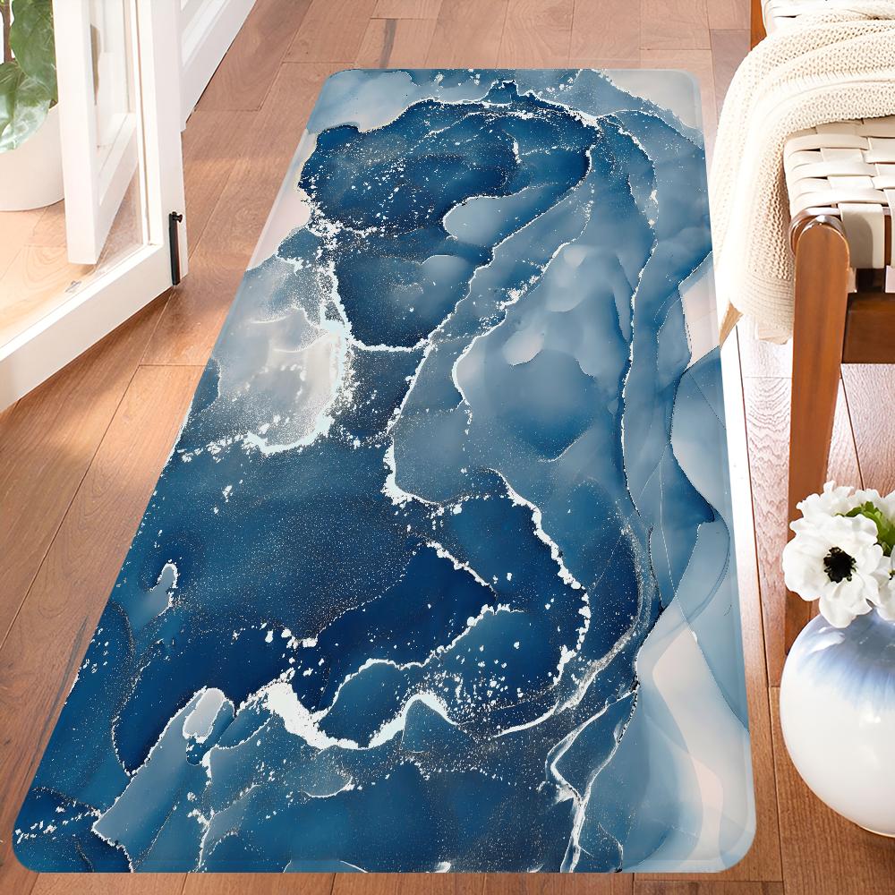 Цвет Синий Золотой Белый Мрамор Ковер для Прихожей Нескользящий Коврик для Прачечной Декор для Прачечной Балкон Детская Гостиная Туалетный Коврик