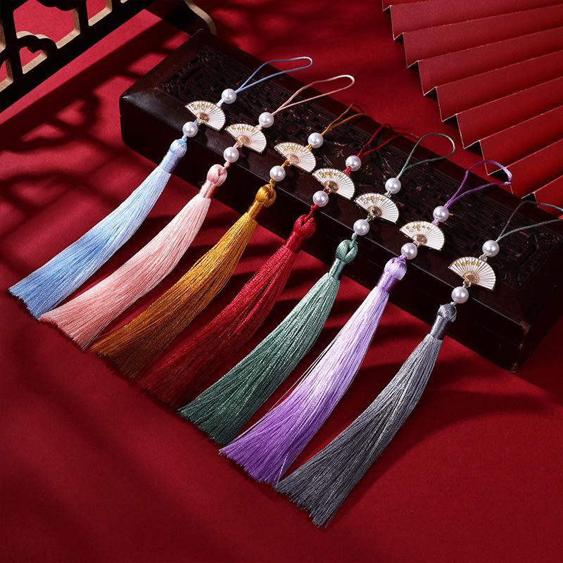 Pearl White Hanfu Style Tassel Pendant for Car or Bookmark
