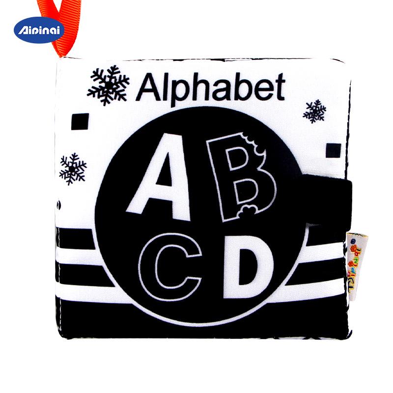 Aipinqi Черно-белая Детская Тканевая Книга Монтессори: Визуальная стимуляция для детей, устойчивая к разрывам