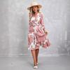 Женское летнее платье с принтом и рукавами три четверти