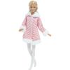 Doll Clothes + Stocking for 30cm Dolls Houndstooth Winter Furry Coat Sweet Outfit 30cm 1/6 Dolls Accessories Girl Kids Toy
