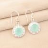 Natural Aqua Chalcedony Gemstone 925 Silver Handcrafted Jewelry Earrings 1.5" EE-153-15