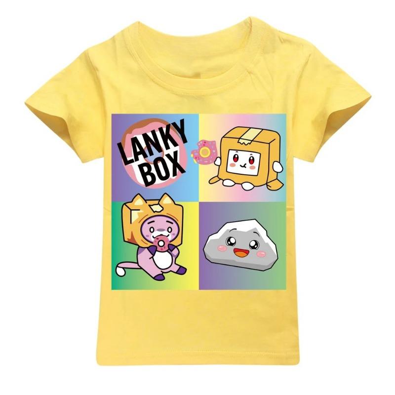 Каваий Футболка для мальчиков Мультяшный Lanky Box Милый принт Короткий рукав Одежда для девочек Летняя Повседневная Мода Смешной Хлопок Детские Топы Футболка