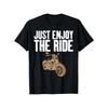 "Just Enjoy The Ride Men's T-Shirt - Casual Loose Fit, Geometric Motorcycle Design, 100% Cotton, Perfect Holiday Gift"