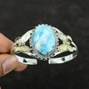 Larimar Cuff Bracelet 925 Sterling Silver Bangle 18K Gold Plated Bangle Gemstone Jewelry Handmade Cuff Bracelet Adjustable Butterfly Bangle