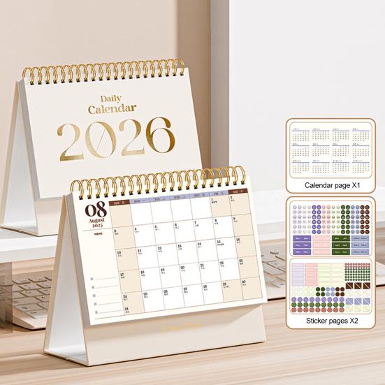 Мини настольный календарь 2026 Янв.2026 - Дек.2026 12-месячный планировщик Двойной проволочный переплет Стоячий перекидной Маленький настольный календарь для дома и офиса