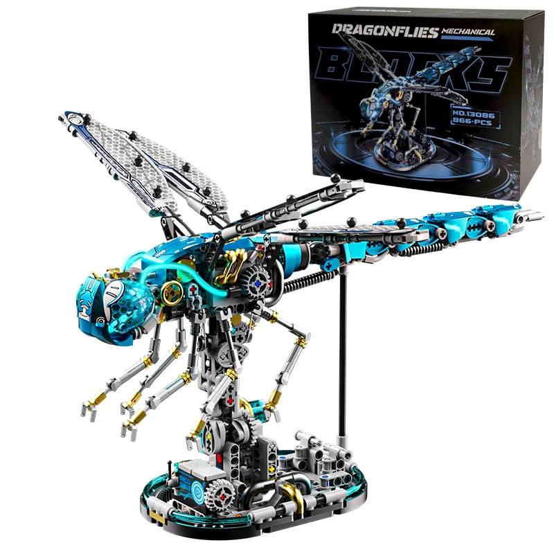 НОВЫЙ Креативный Набор Механических Стрекоз из Строительных Блоков Животное MOC Модель для Сборки Детям Взрослым Подарок на День Рождения Рождество Хэллоуин