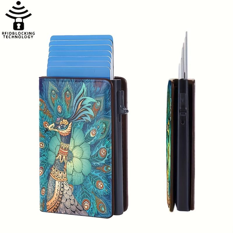 Держатель для кредитных карт с автоматическим выдвижным защитным чехлом для карт, премиальный держатель для карт, тонкий кошелек с отделением для бумажных денег