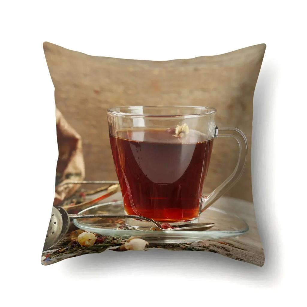 Наволочка с чашкой черного чая для офисного поясного дивана