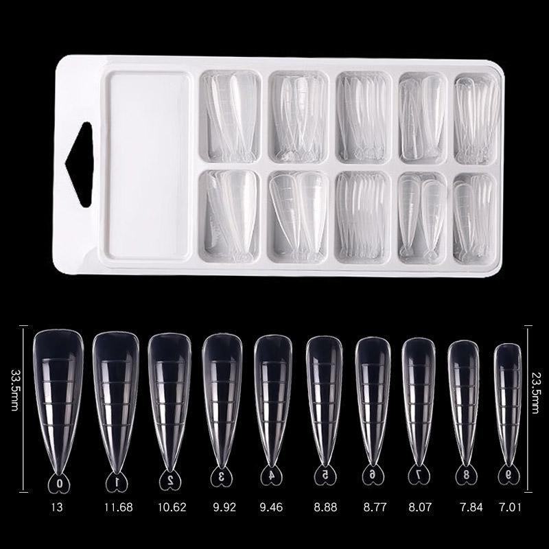 100 шт. прозрачных акриловых типсов для ногтей, французский маникюр, накладные ногти с УФ-гелем, полупокрытие, накладные ногти, 10 размеров