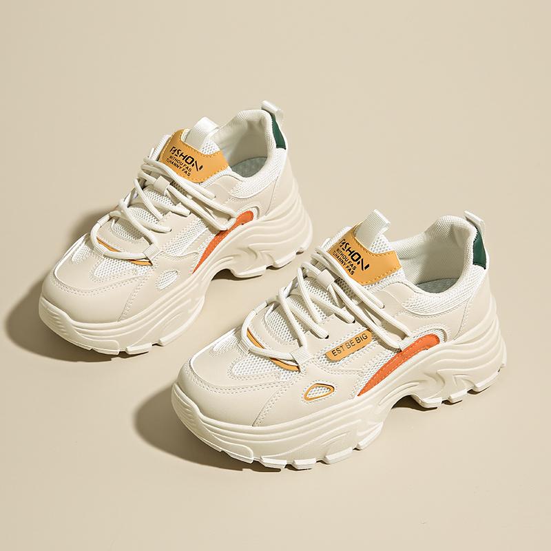 Модные дизайнерские кроссовки CRLAYDK на массивной подошве для женщин, платформа, сетка, белые, повседневные, папины кроссовки, женские клинья для ходьбы, дышащие, на шнуровке, теннисные