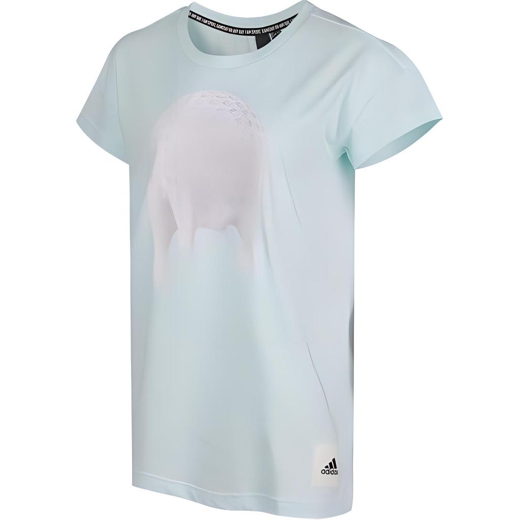 adidas Модная Универсальная Футболка с Коротким Рукавом Женские Топы Зеленый FJ7554