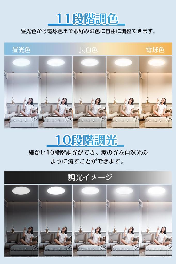 LED Ceiling Light, 38cm Diameter (8-10 Tatami Mats), Bright, Energy-Saving, 45W, 4800LM, Slim Design, Dimmable, Color-Adjustable, Night Light, Timer,