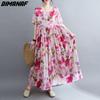 DIMANAF Женское платье больших размеров 2023, новое летнее стильное свободное платье, базовые платья, новое розовое платье большого размера