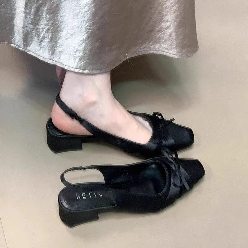Красивые сандалии с сумкой женские летние новые с бантом на толстом каблуке туфли-лодочки с юбкой темпераментные туфли феи