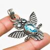 Ювелирный кулон ручной работы с покрытием из серебра 925 пробы и швейцарским голубым топазом диаметром 1,89 дюйма