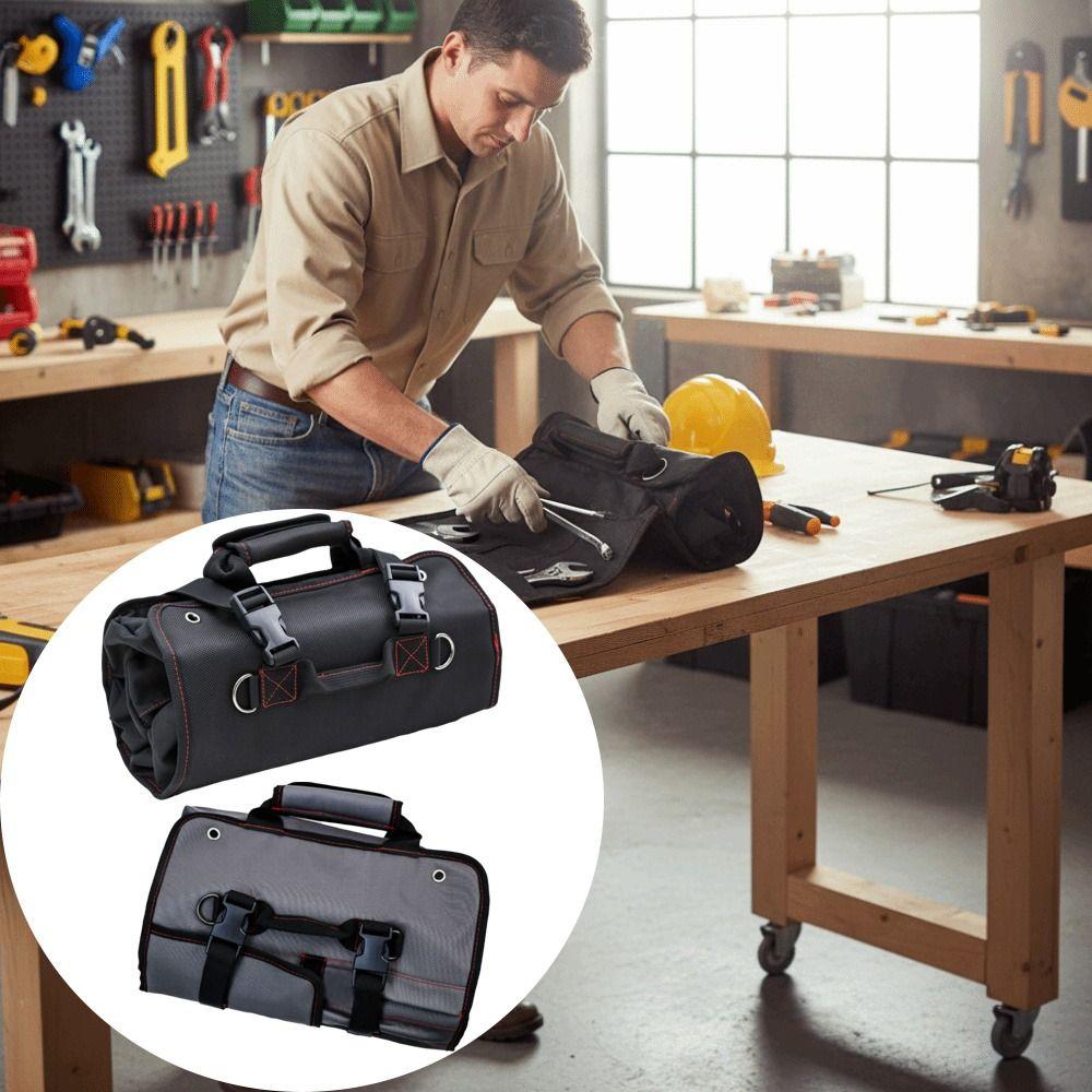 Thickened Tool Storage Bag Wear-resistant Roll Up Tool Bag Organizer Reel Bag Mechanics