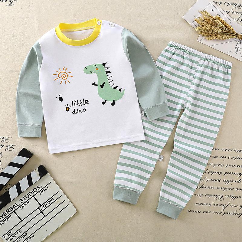 Winter Kids Long Sleeve O Neck T Shirt Pants Set Casual Baggy 2pcs Suit Cotton Cartoon Printes Outfit