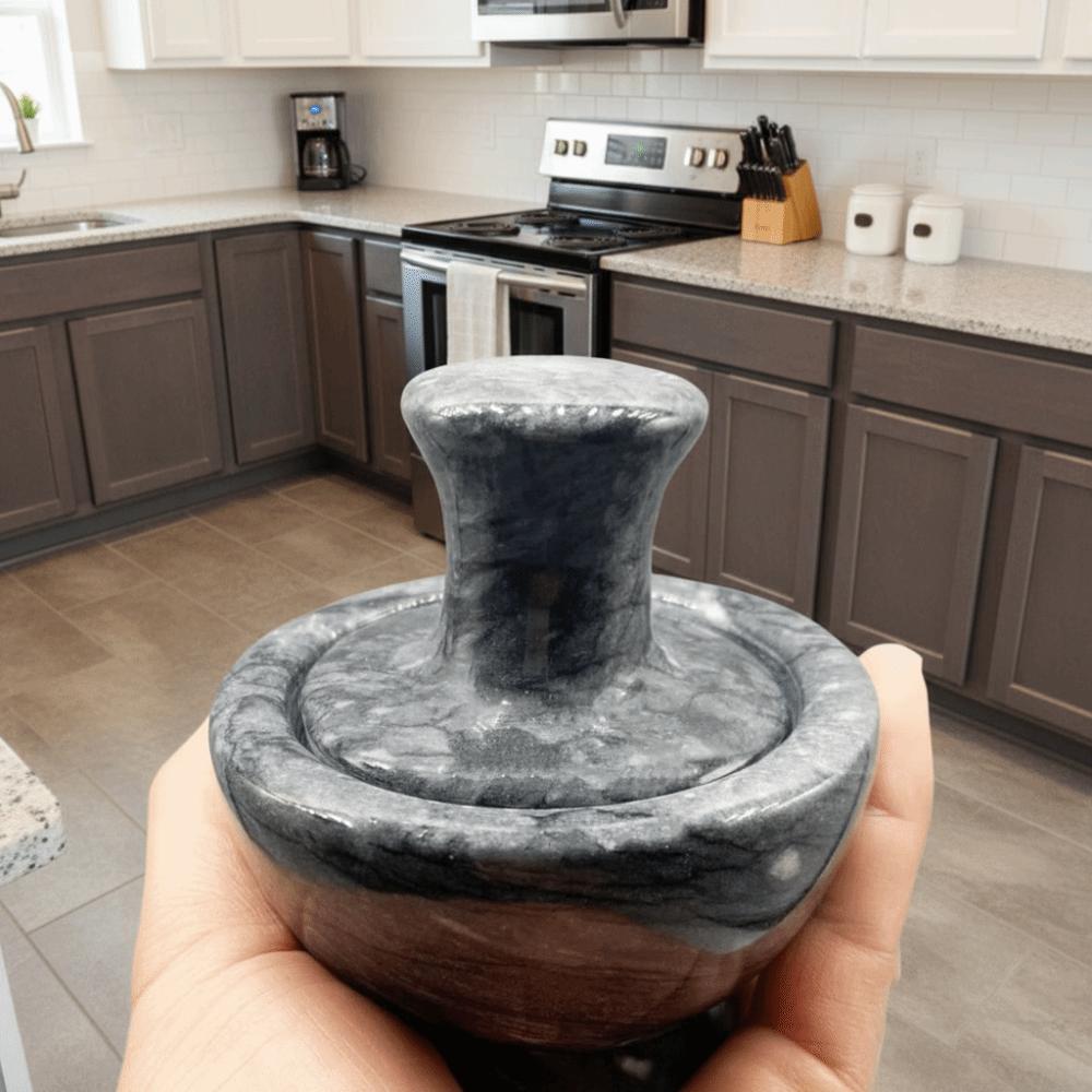Практическое руководство Мраморная чеснокодавилка Ступка Грибная пестик Мини-миска для измельчения трав Ретро бытовая мельница для специй Кухонная утварь