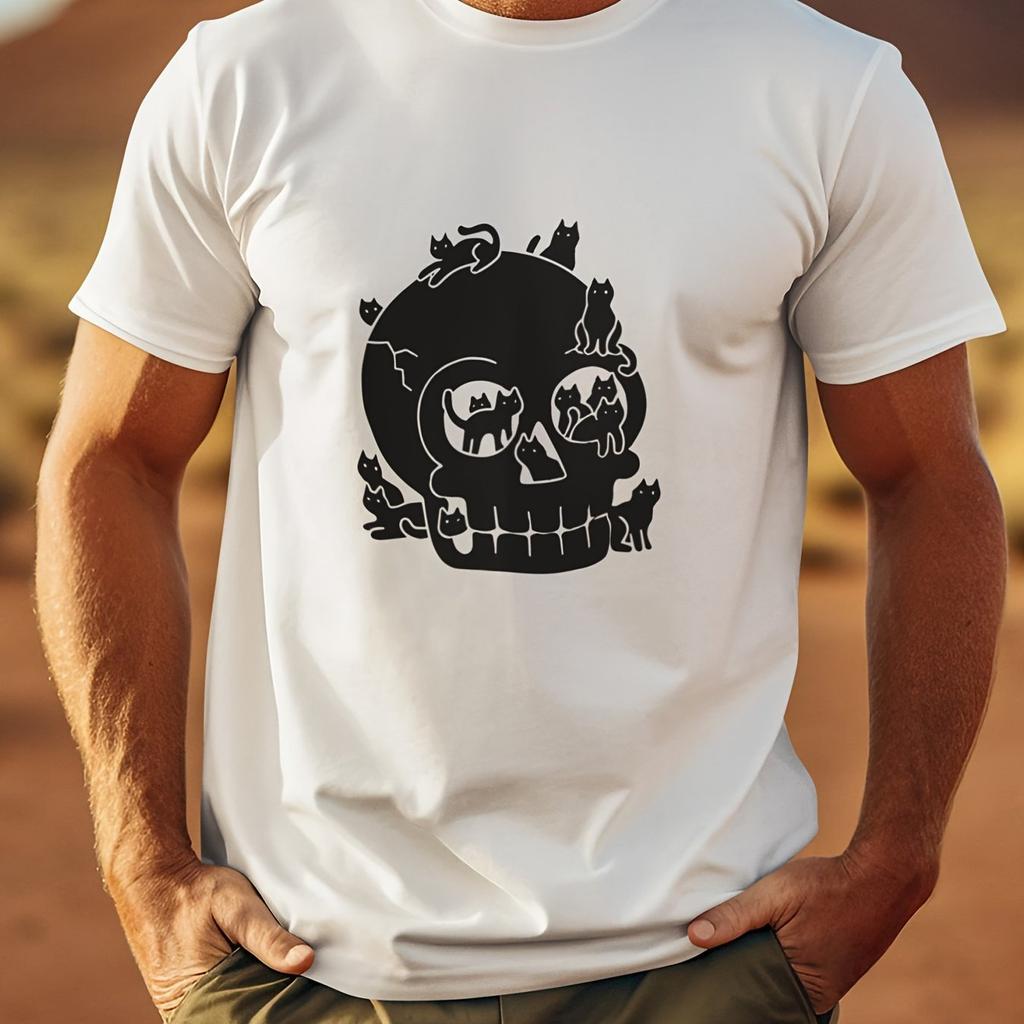 Mens 100 Cotton Skull Graphic TShirt  Breathable  Comfortable Casual Tee with Unique Bird  Floral Print