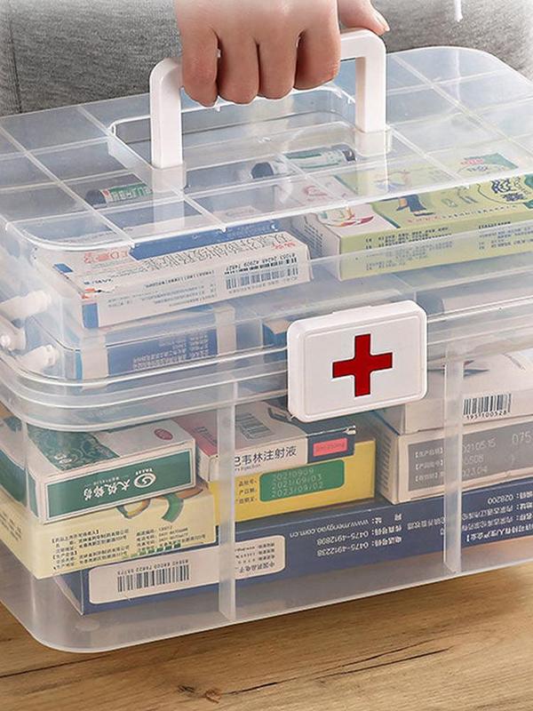 Large Capacity Family Medicine Organizer Box 3 Layers Medicine Cabinet Family Kit Case Portable First Aid Kit with Handle