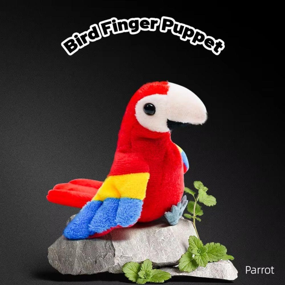 Plush Doll Bird Finger Puppet Stuffed Animal Animal Hand Puppet Parrot Finger Doll Interactive Toy
