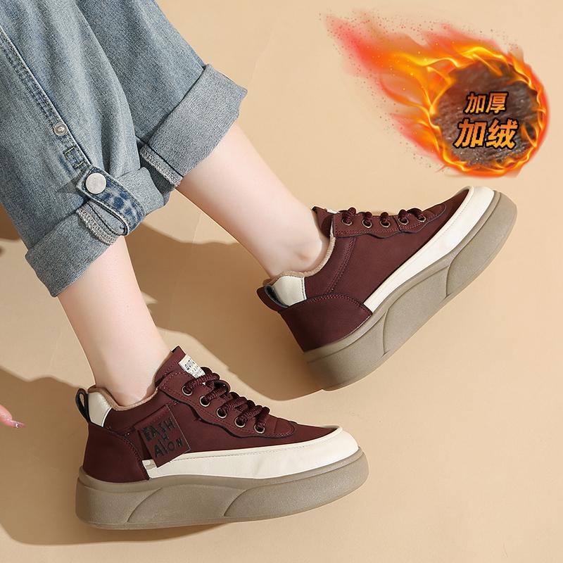 CRLAYDK Classic Women's Fashion Sneakers Winter Fur Lined Casual Tennis Platform Skate Leather Shoes Walking Footwear Trainers