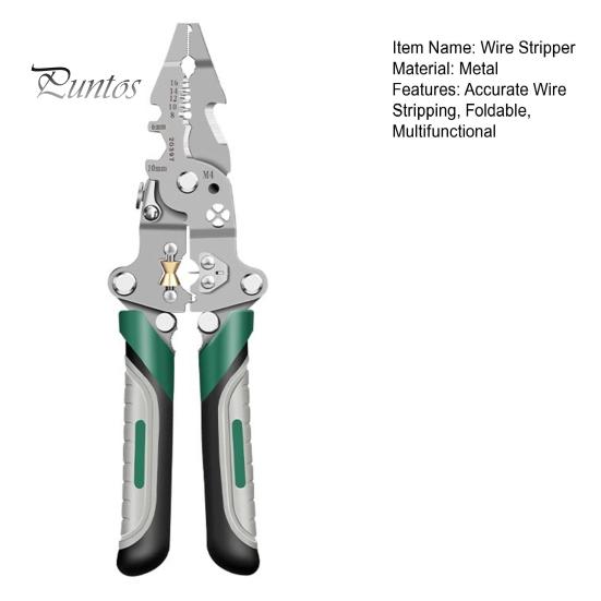 16 In 1 Foldable Wire Stripper Multifunctional Wire Crimping Stripping Cutting Tool Portable Stainless Steel Wire Stripper for Electricians DIY