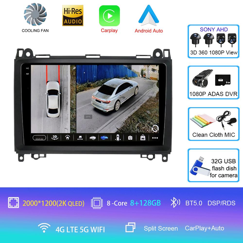 Видеоплеер Android 14 9'' для Mercedes Benz B200 Sprinter W906 W639 AB Class W169 W245 Viano Vito Car Radio Multimedia GPS DVD