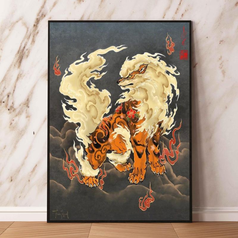 Lugia Ho-Oh Pokemon Unframed Canvas Painting Comic Themed Anime Wall Decor  Unique Collection Enhance Your Living Space