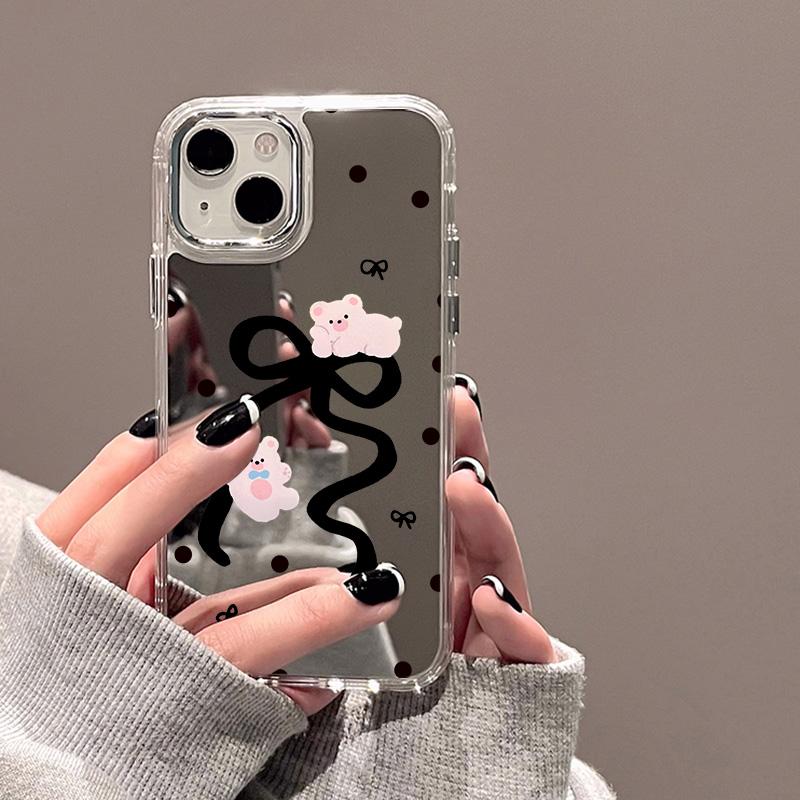 Милый Чехол для Телефона с Зеркалом в Форме Сердца для Любви Для IPhone 17 17E 16E 16 15 Pro 11 12 14 13 Pro Max Ударопрочный Бампер