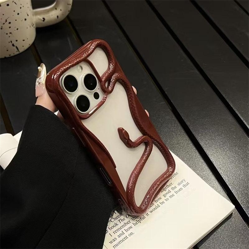 2025 Cool Dark 3D Snake Hollow Out Case For iPhone 16 15 14 13 11 12 Pro Max Ins Fashion Boy Girl Electroplated Soft Cover Gift