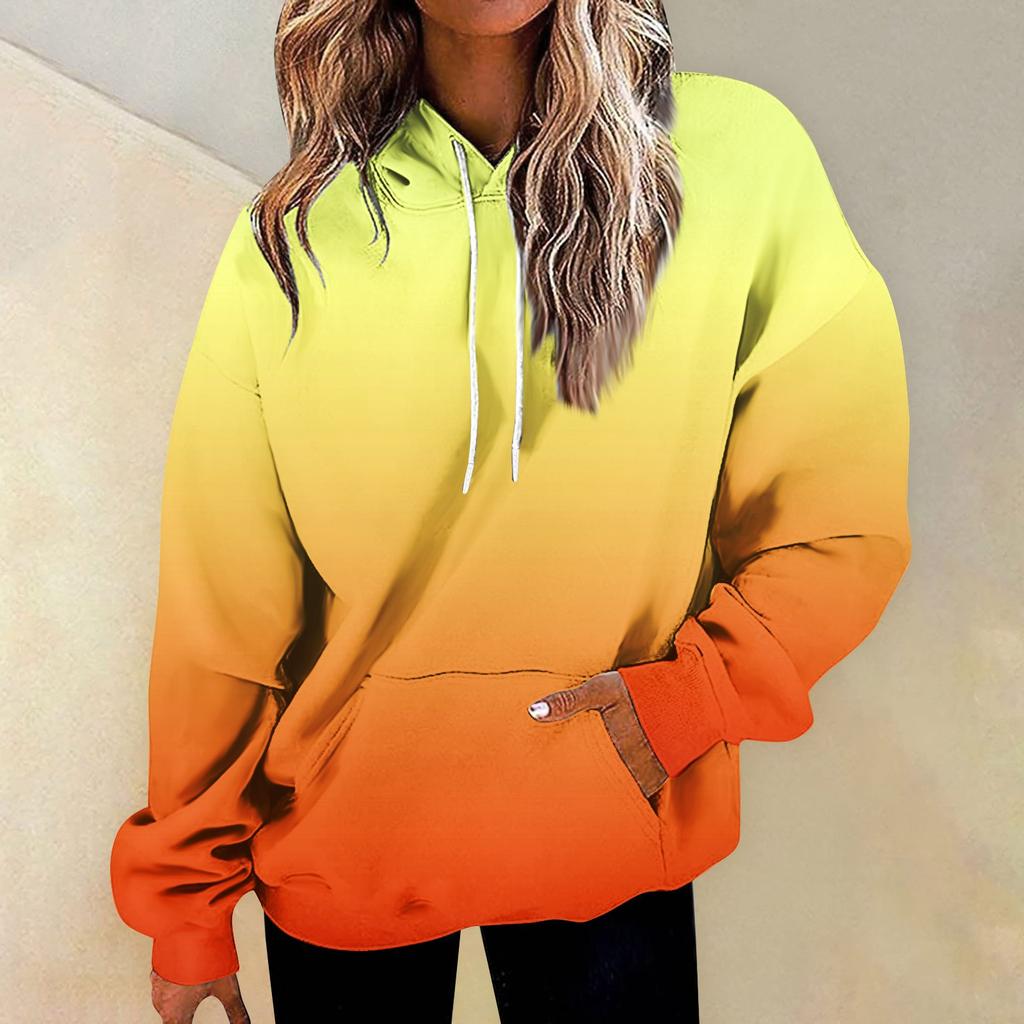 Женская мода Повседневные Универсальные Повседневные толстовки с круглым вырезом Графика Повседневные с длинным рукавом Градиент Лоскутная верхняя одежда с принтом Толстовки