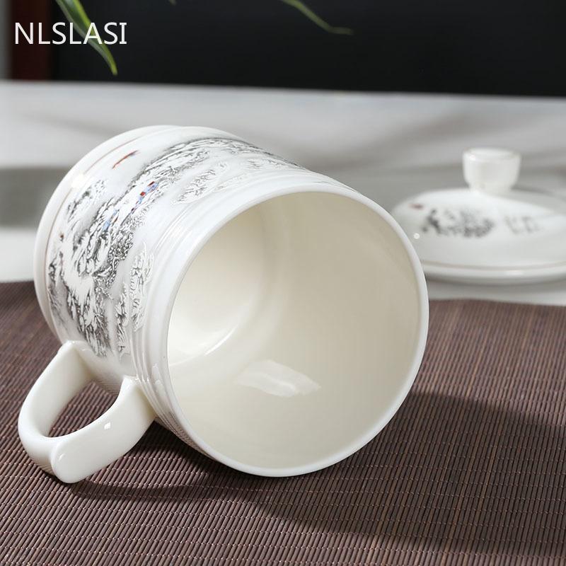 Керамические чашки Цзиндэчжэнь с крышкой, ручная роспись, цветочный узор, мастер-чашка, бутики, аксессуары для чайной церемонии, принадлежности