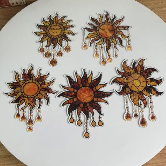 Sun Design Sun Catcher Acrylic Hanging Decoration Stained Glass Inspired Suncatcher Window Decor for Garden or Living Room