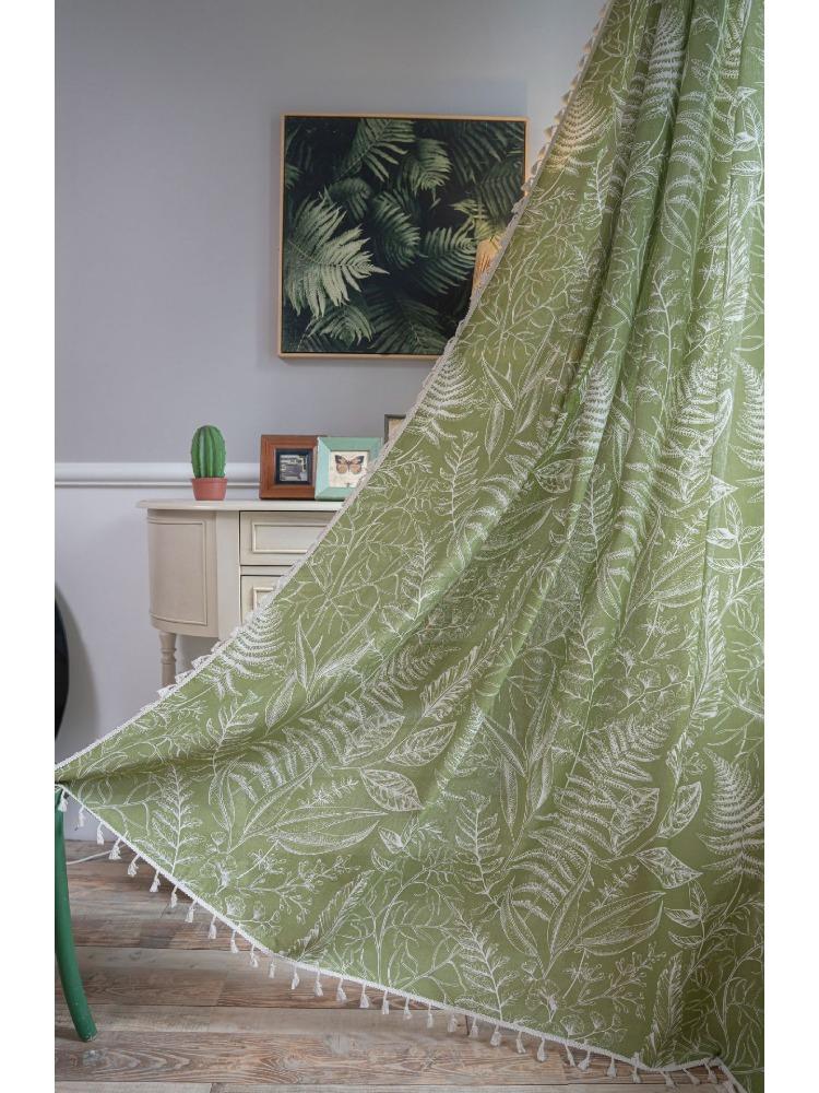 Green Leaf Half Blackout Kitchen Curtain Partition Curtain Bay Window Light Transmission For Living Room Bedroom Bay Window Dining Room Or Kitchen Bar