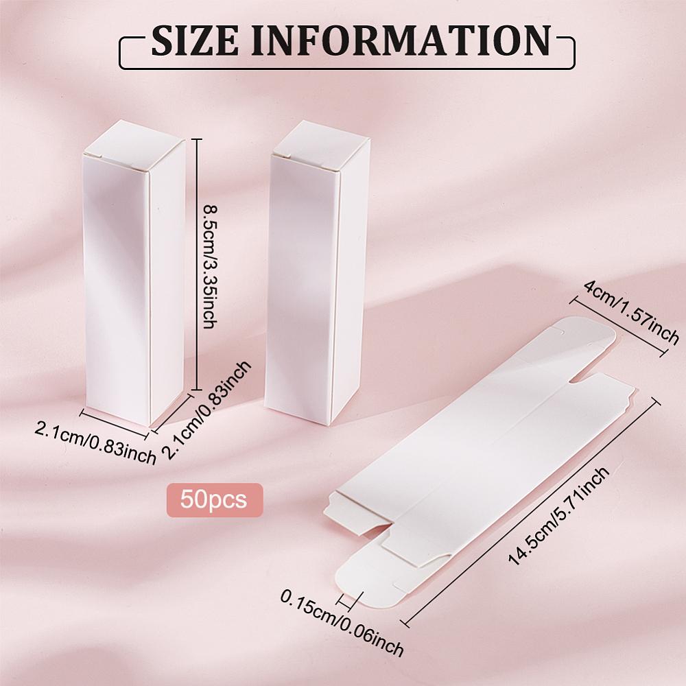 50pcs Cardboard Boxes for Lipstick Rectangle White 2.1x2.1x8.5cm