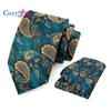 Мужской галстук из двух частей с цветочным принтом, полосатый галстук, деловой модный носовой платок, клетчатый галстук с пейсли