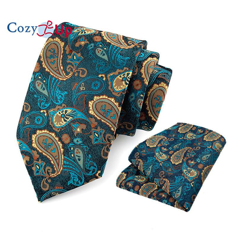 Мужской галстук из двух частей с цветочным принтом, полосатый галстук, деловой модный носовой платок, клетчатый галстук с пейсли
